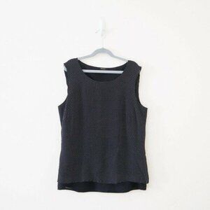 Escada GE 38 US M Double Layered Silk Swiss Dot Sleeveless Tank Top Black